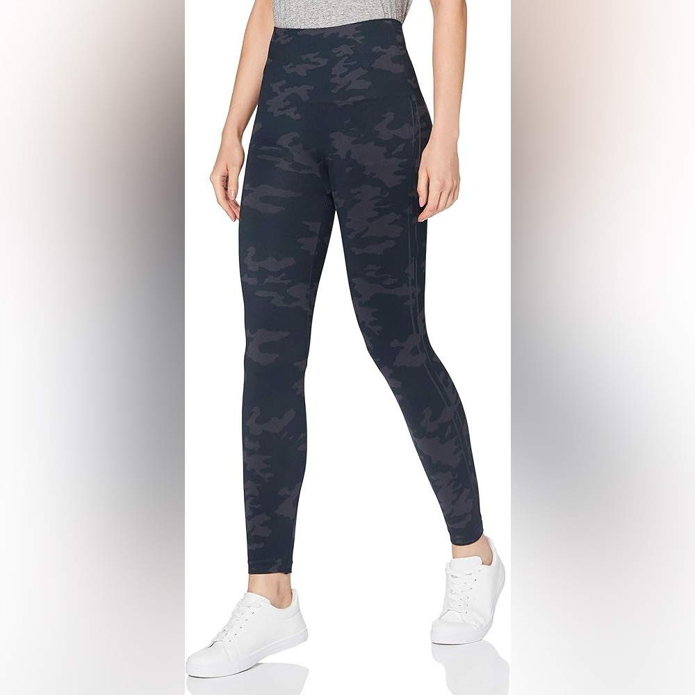 Spanx Look at Me Now Seamless Leggings Gray Black Camo Camouflage Compression